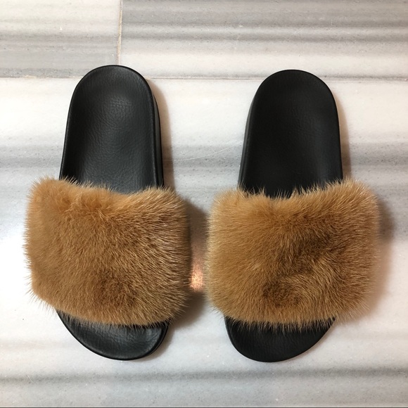 tan givenchy slides